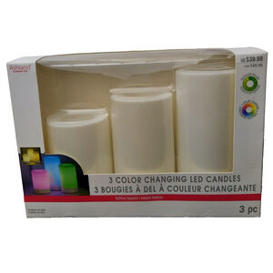 3 Color Changing LED Candles Plastic Outdoor Pillars 4" 5" 6" Timer Flameless